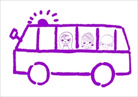 美女坐车出游 手绘画