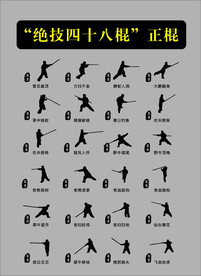 武功武学棍法剪影矢量文件