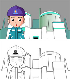 中国核建工人场景矢量图