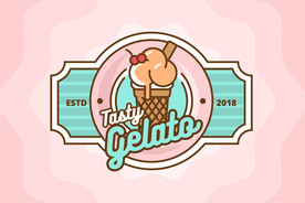 冰淇淋店马卡龙配色logo