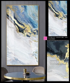 现代轻奢晶瓷鎏金大理石纹玄关画