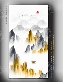 意境水墨挂画壁纸山水