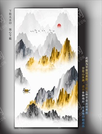 意境水墨山水挂画山水画水墨画