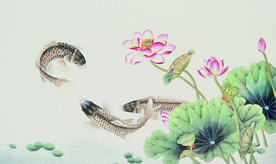 水墨鱼荷花