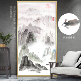 水墨山水画玄关壁画装饰画