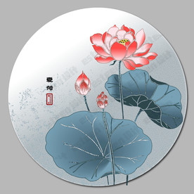墨荷墨莲荷花莲花中国壁画PSD
