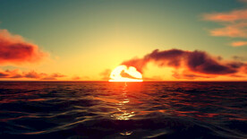 海上红色夕阳 日落 日出 大海