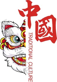 矢量潮牌醒狮舞狮T恤图案印花