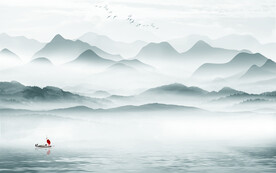 新中式山水墙画 TIF分层