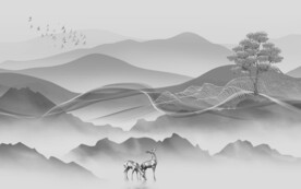 爆款客厅山水背景 TIF分层