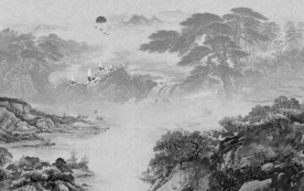 新中式客厅山水背景 高档分层