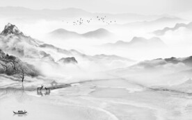 背景墙灰色山水 TIF文件分层