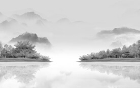 高清 客厅山水背景 tif分层