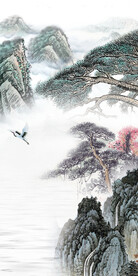 国画 玄关高级山水 文件分层 