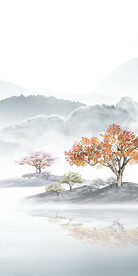 中式玄关高级山水 文件分层 