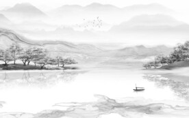 背景墙灰山水画 tif文件分层