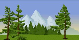 树林山矢量插画
