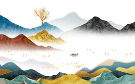 高端大气中式山水 TIF分层