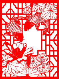 矢量鱼连年有鱼窗格制作文件