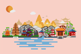 中国城市旅游矢量图