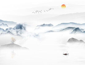 简约大气新中式水墨山水背景墙