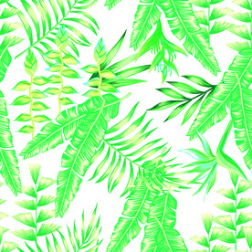 树叶 小花 数码印花