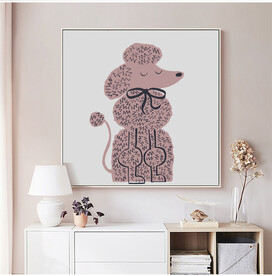 儿童房装饰画粉色卡通动物挂画