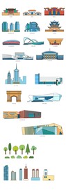 太原地标建筑矢量插画素材