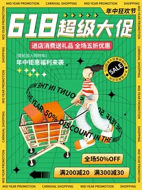 酸618超级大促c4d人物海报