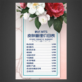 皮肤管理价目表