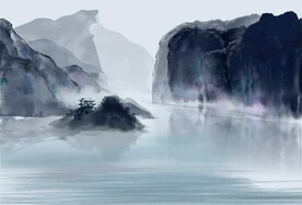 白帝城瞿塘峡水墨做PPT封面