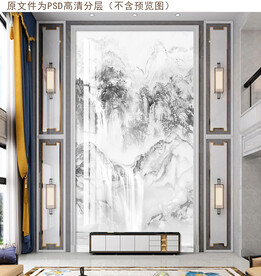 复式楼大理石山水玄关