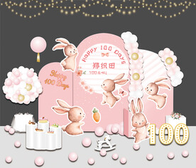 兔子手绘生日海报