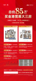红色地产户型易拉宝