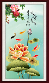 咏荷鱼趣