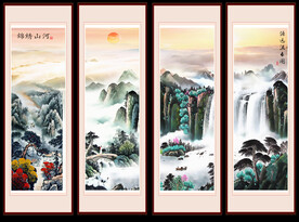 国画旭日东升 江山如画山水画