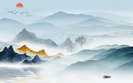 高档 中式山水新画 Tif分层