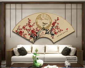 水墨梅花中国风扇形装饰画