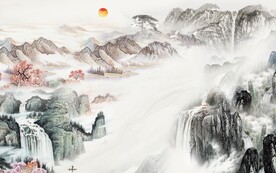  山水中式背景 Tif分层