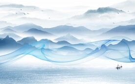 大气 山水中式背景 Tif分层