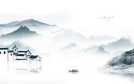 高清 中式背景山水 tif分层