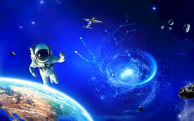 银河星球外太空陨石宇宙卫星背景