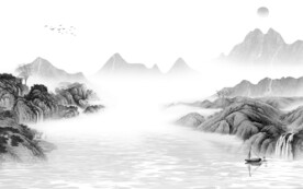 人气 灰色高清山水 tIf分层