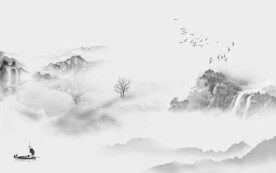 别墅 灰色客厅山水 TIf分层