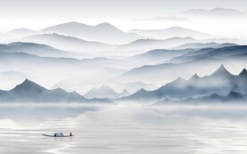 现代 山水背景墙画 TIf分层
