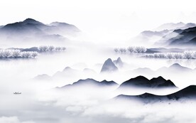 高清 山水背景墙画 TIf分层