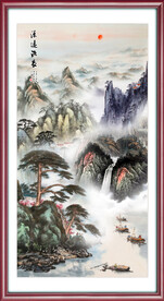 竖幅国画山水
