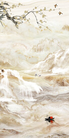山水画大理石背景墙 玄关画