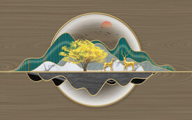 新中式山水电视背景墙