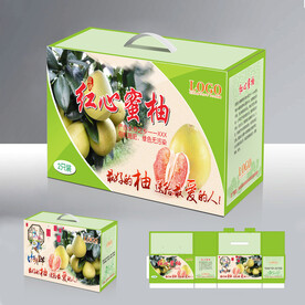 中秋节红心蜜柚包装平面图效果图